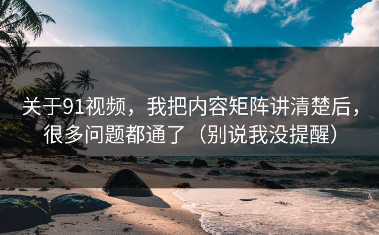 关于91视频，我把内容矩阵讲清楚后，很多问题都通了（别说我没提醒）