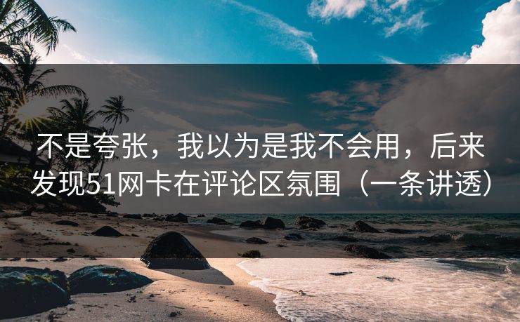 不是夸张，我以为是我不会用，后来发现51网卡在评论区氛围（一条讲透）